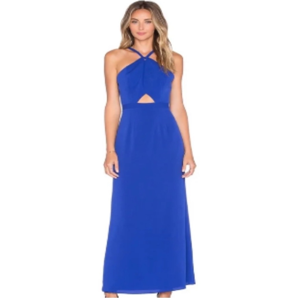 Revolve Dress Women’s Medium NBD x Naven Twins Real Talk Halter Maxi Dark Cobalt